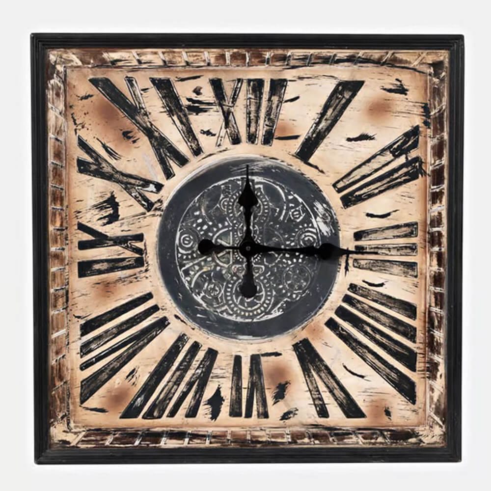 Jofran Furniture Wayland Jackson 24" Wood/Aluminum Square Wall Clock, Cream