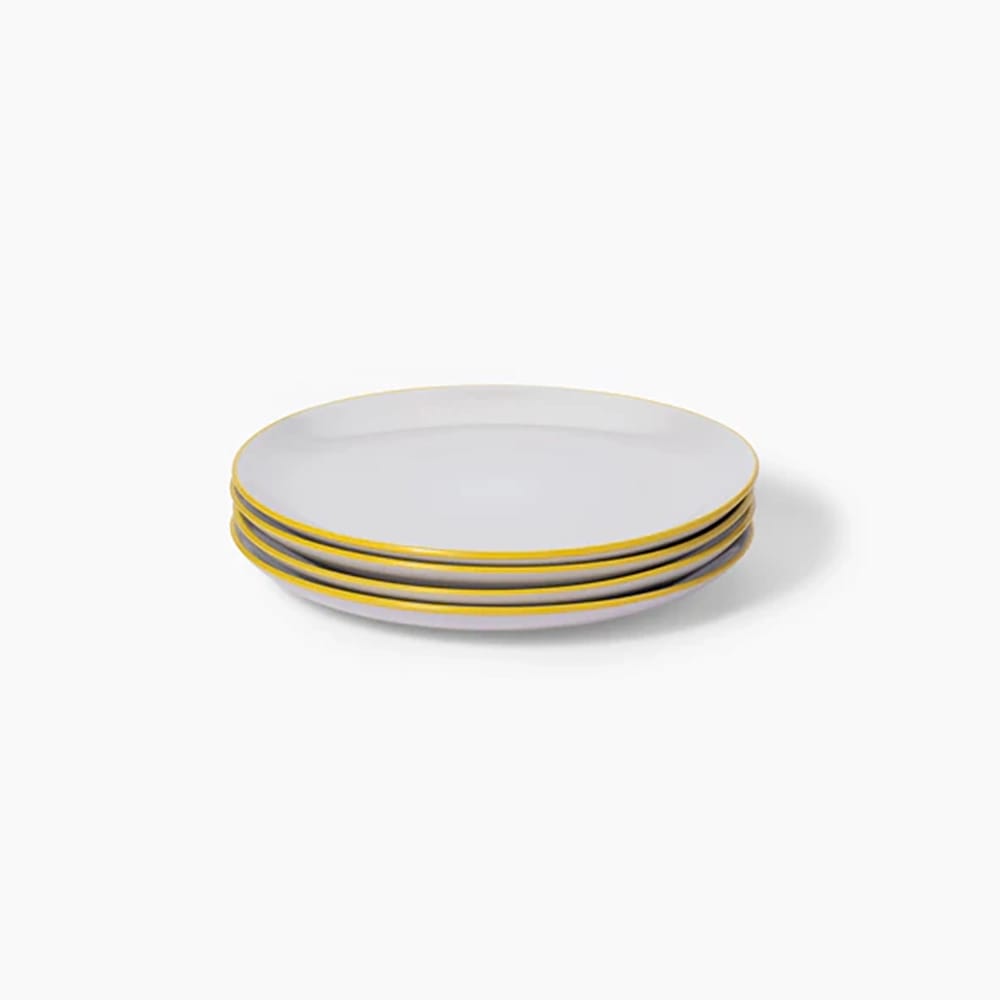 Leeway Small Plate, Yellow Stripe, Set of 4
