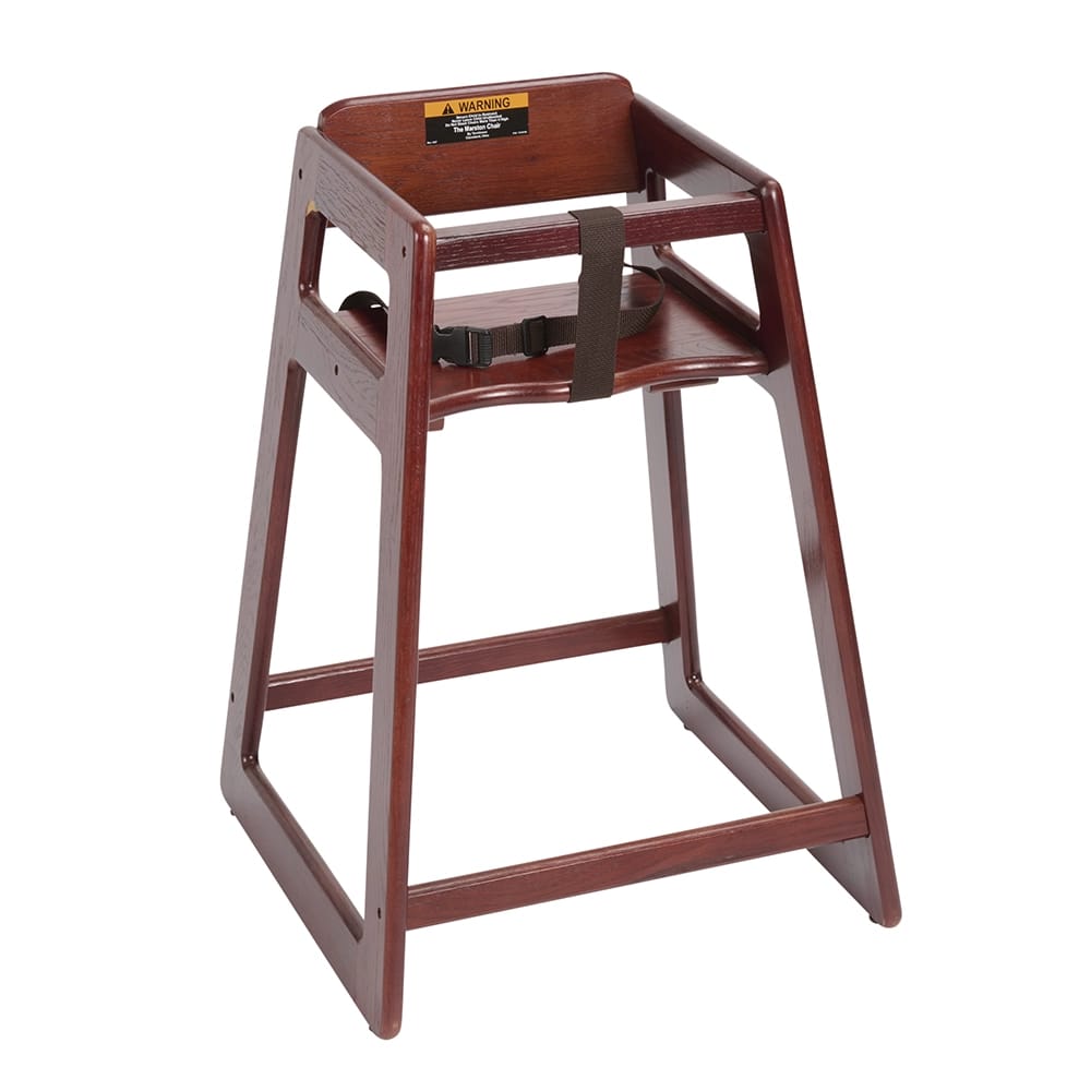 Tomlinson Industries Stacking Restaurant Wood High Chair, Red Mahogany
