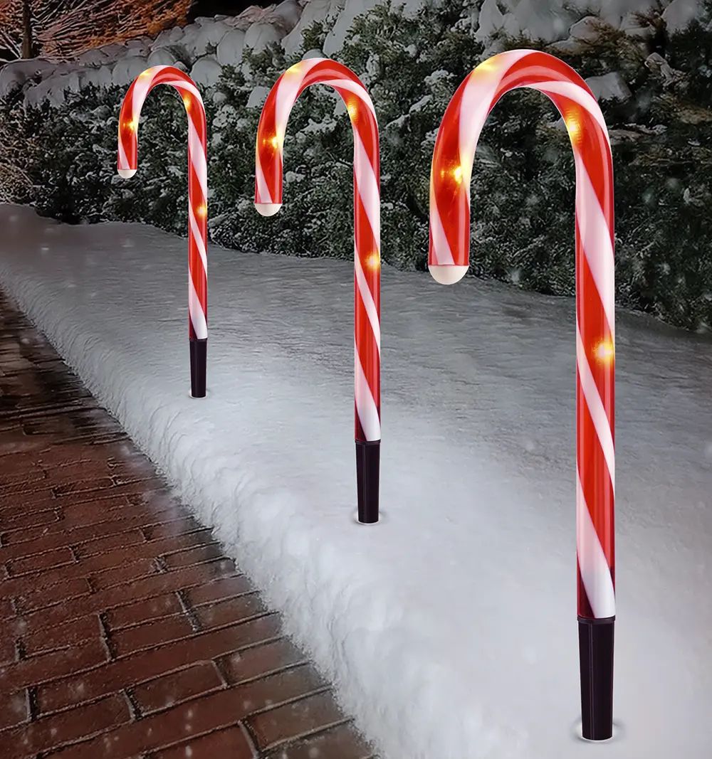 Candy Cane Stake Solar Light, 3pk.
