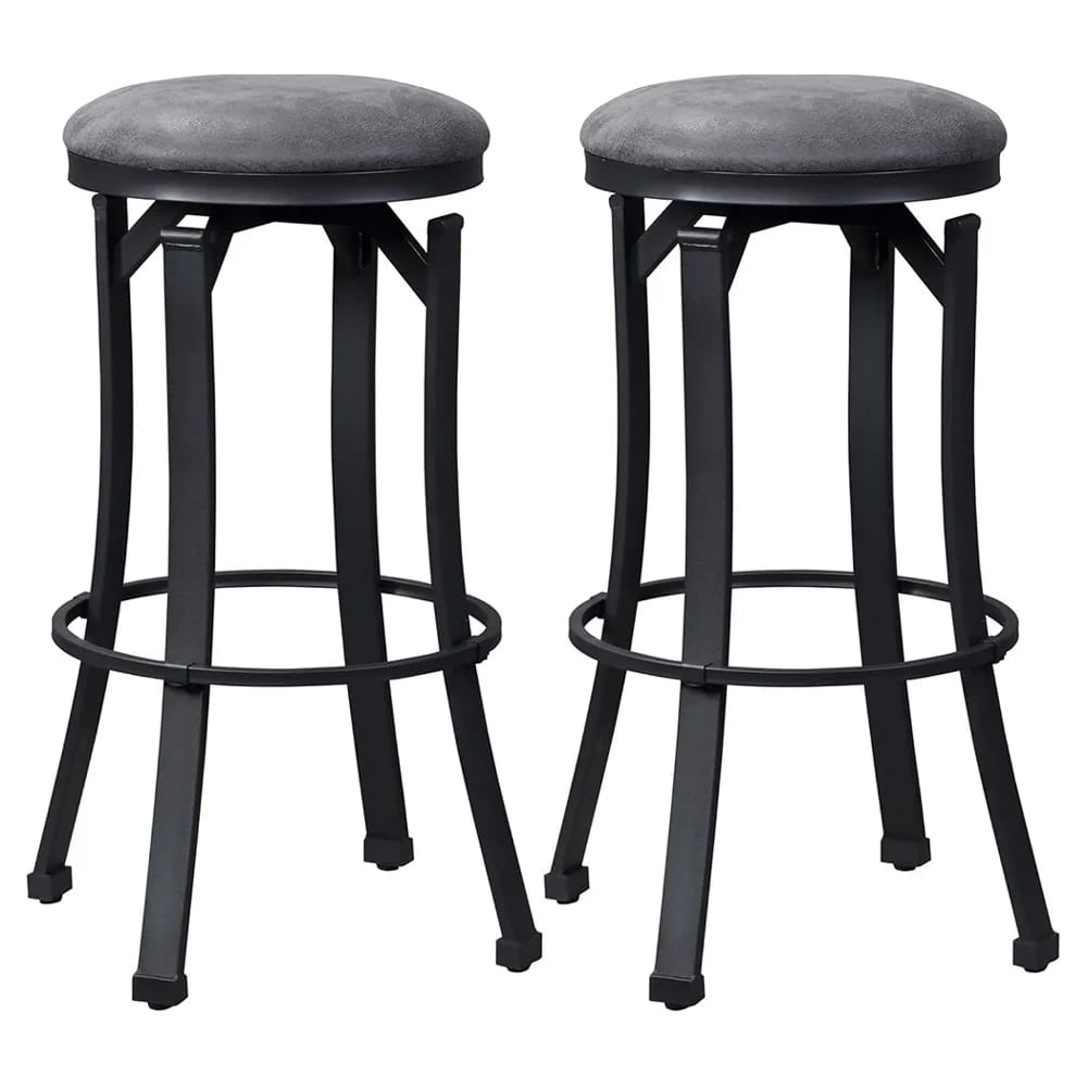 HomCom Vintage Barstools, Set of 2, Dark Gray