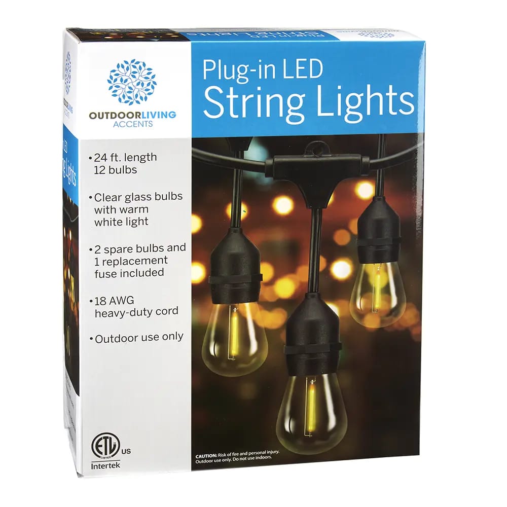 Outdoor Living Plug-in LED String Lights, 24 ft.