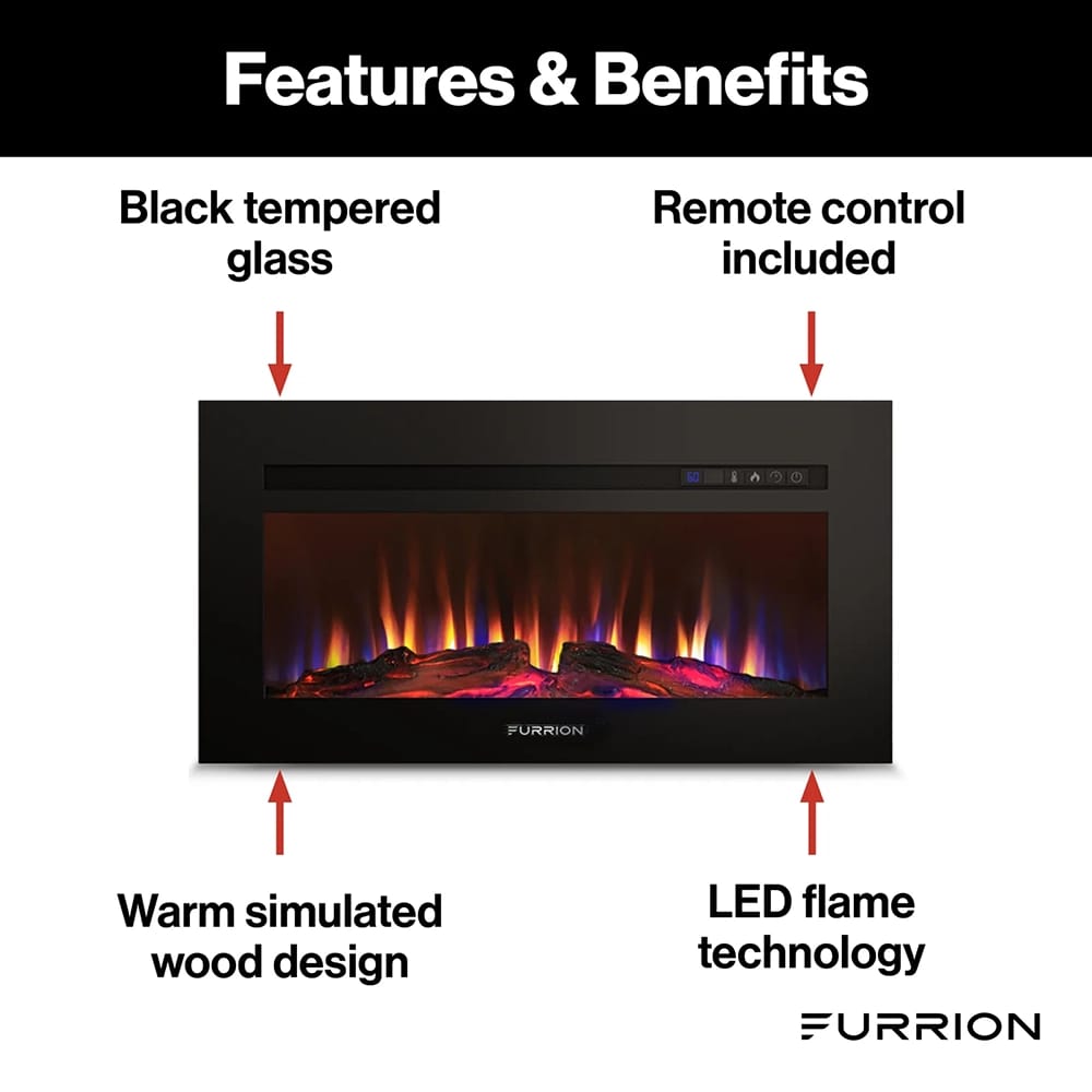 Furrion 30" Built-In Electric Fireplace, Black