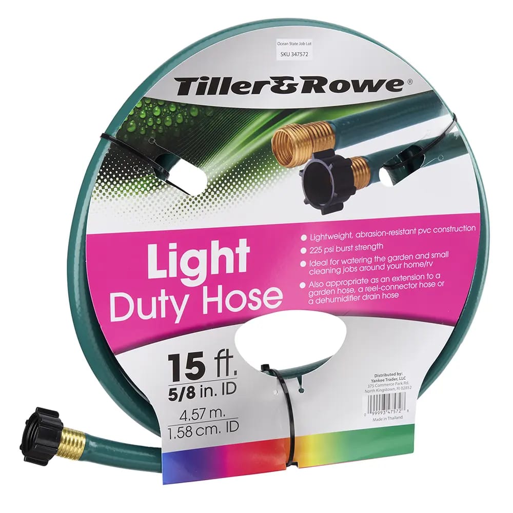 Tiller & Rowe Light Duty Hose, 5/8" x 15'