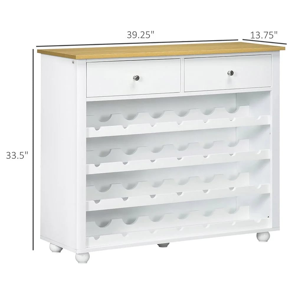 HomCom 28-Bottle Wine Bar Cabinet, White