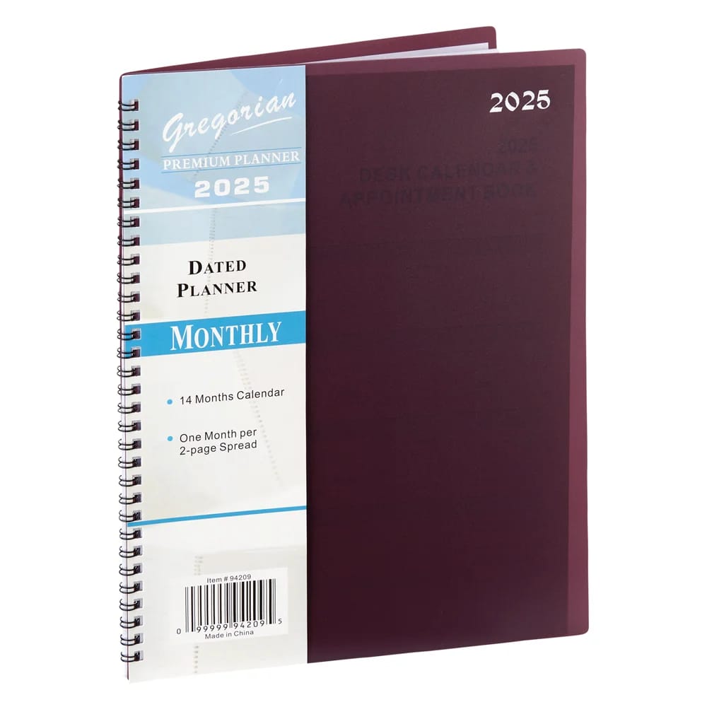 2025 Gregorian Premium Monthly Planner, 11"