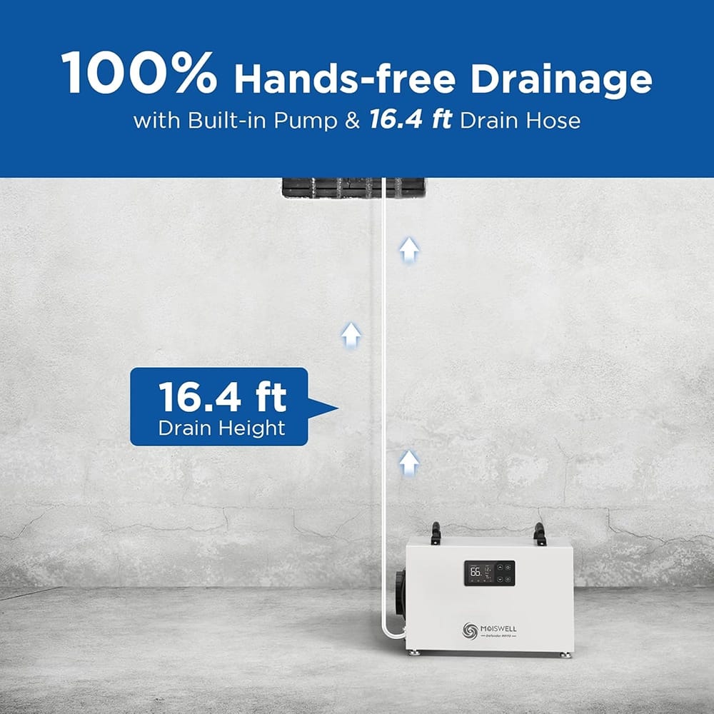 Moiswell 145 Pints Commercial Dehumidifier with Pump, White