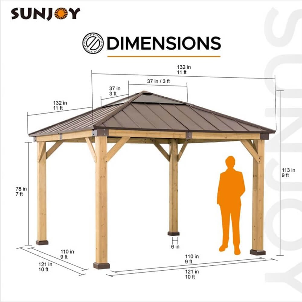 Kingston 11' x 11' Cedar Framed Hardtop Gazebo