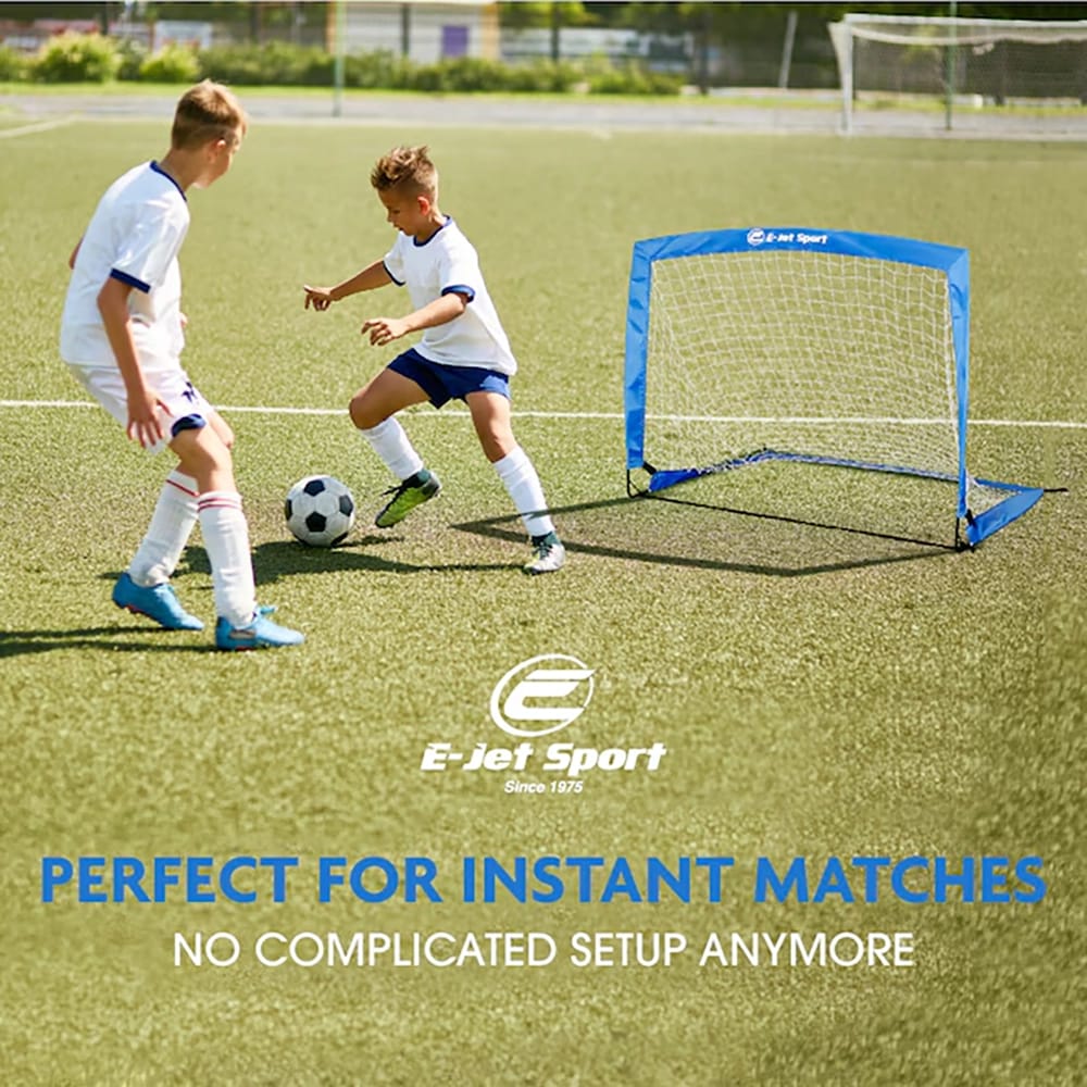 E-Jet Sport 4' x 3' Portable Quick Set Up Soccer Net, Blue, 2 Pack