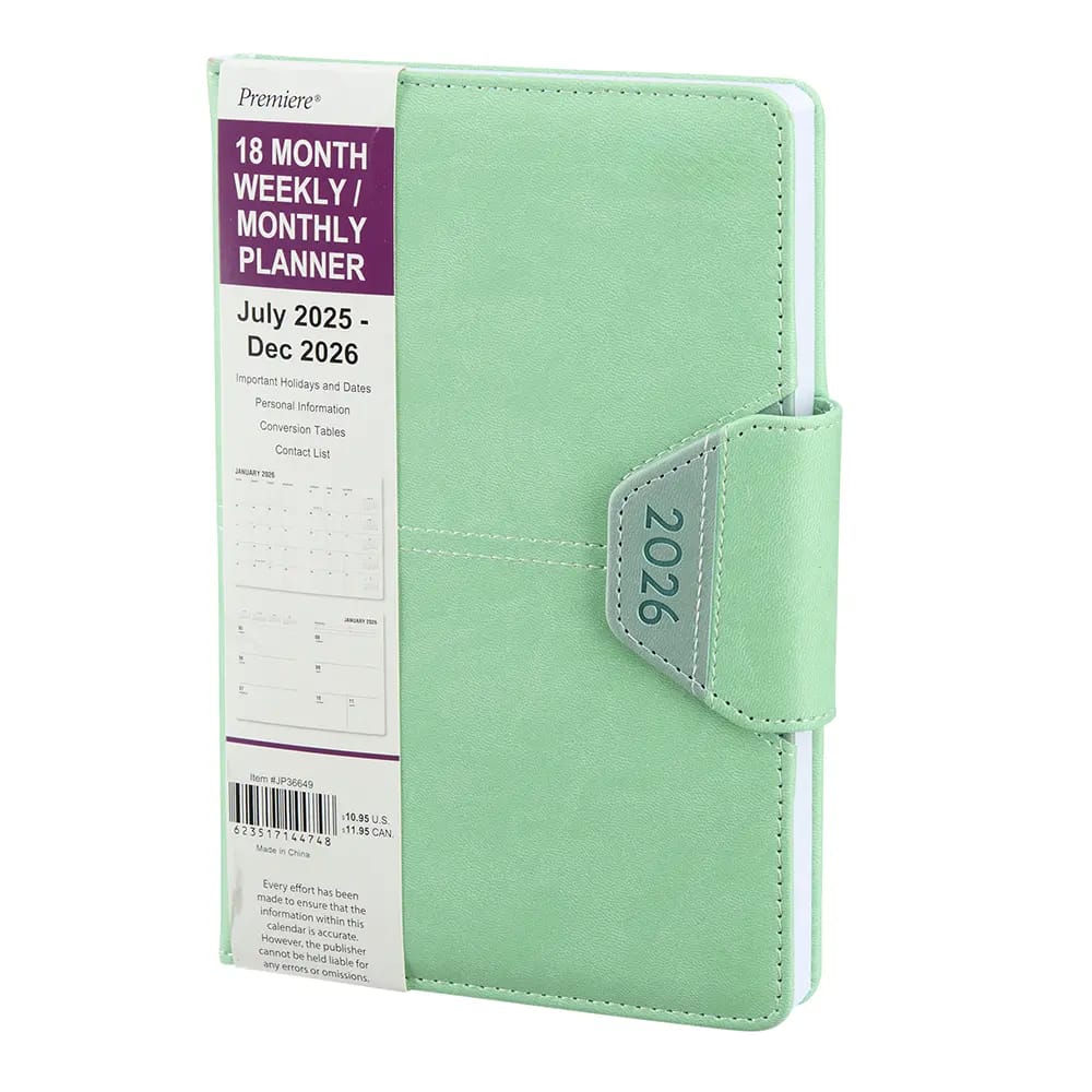 2025-2026 Premiere 18 Month Weekly/Monthly Planner with Clasp, 8"