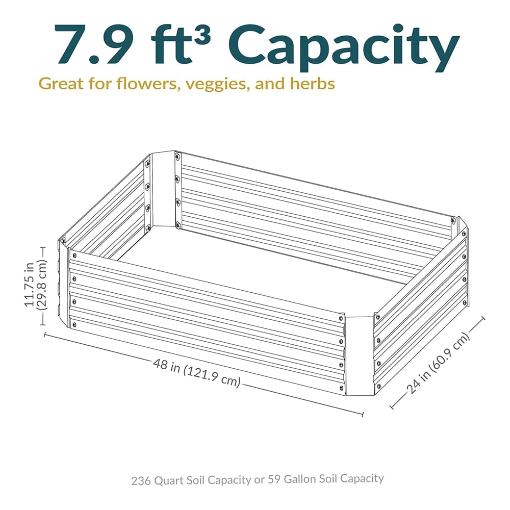 Sunnydaze 48" x 24" Galvanized Raised Garden Bed