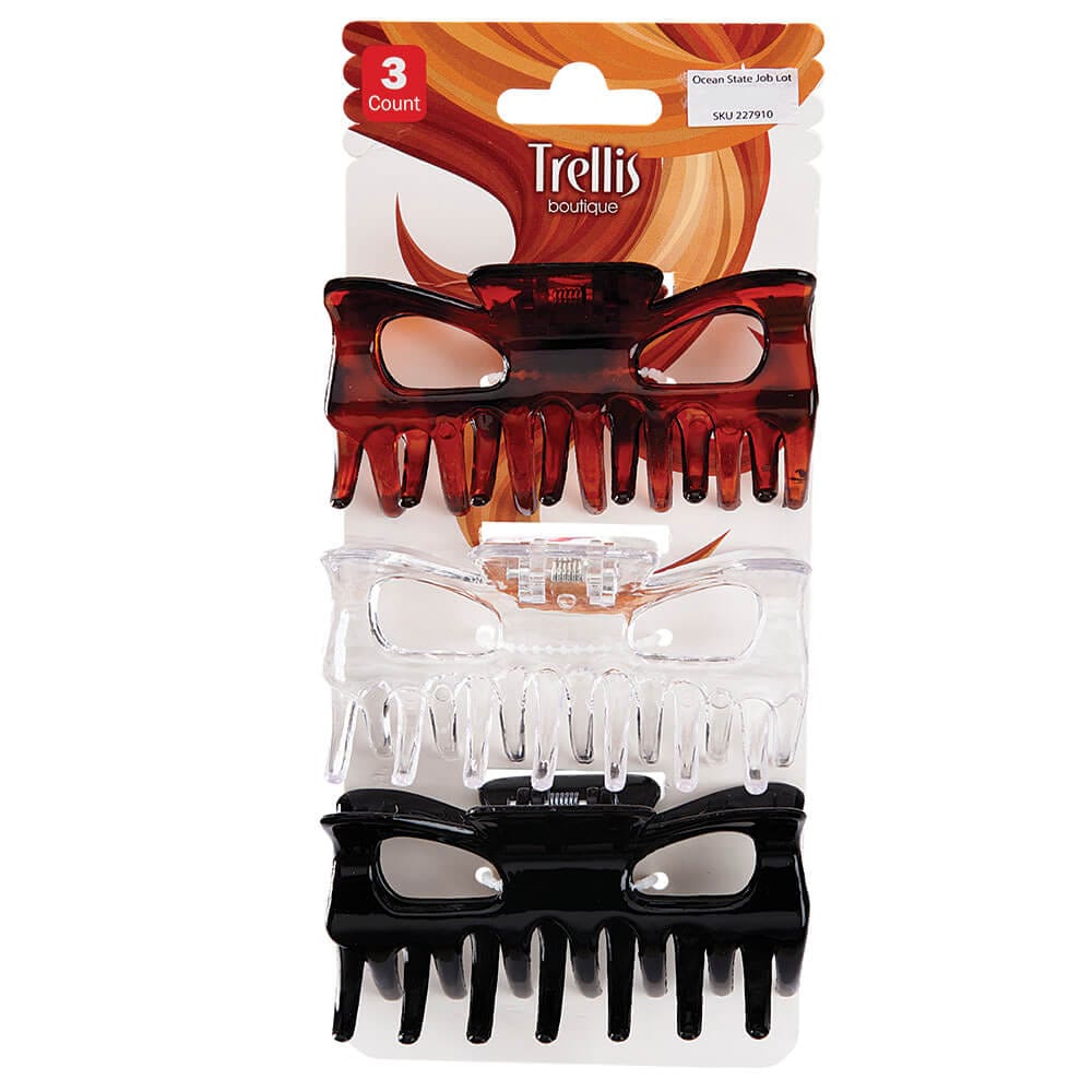 Trellis Boutique Large Hair Claws, 3 Count