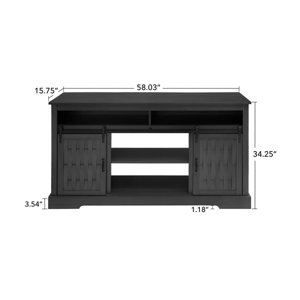 TV Stand with Electric Fireplace and Sliding Barn Door, Dark Gray