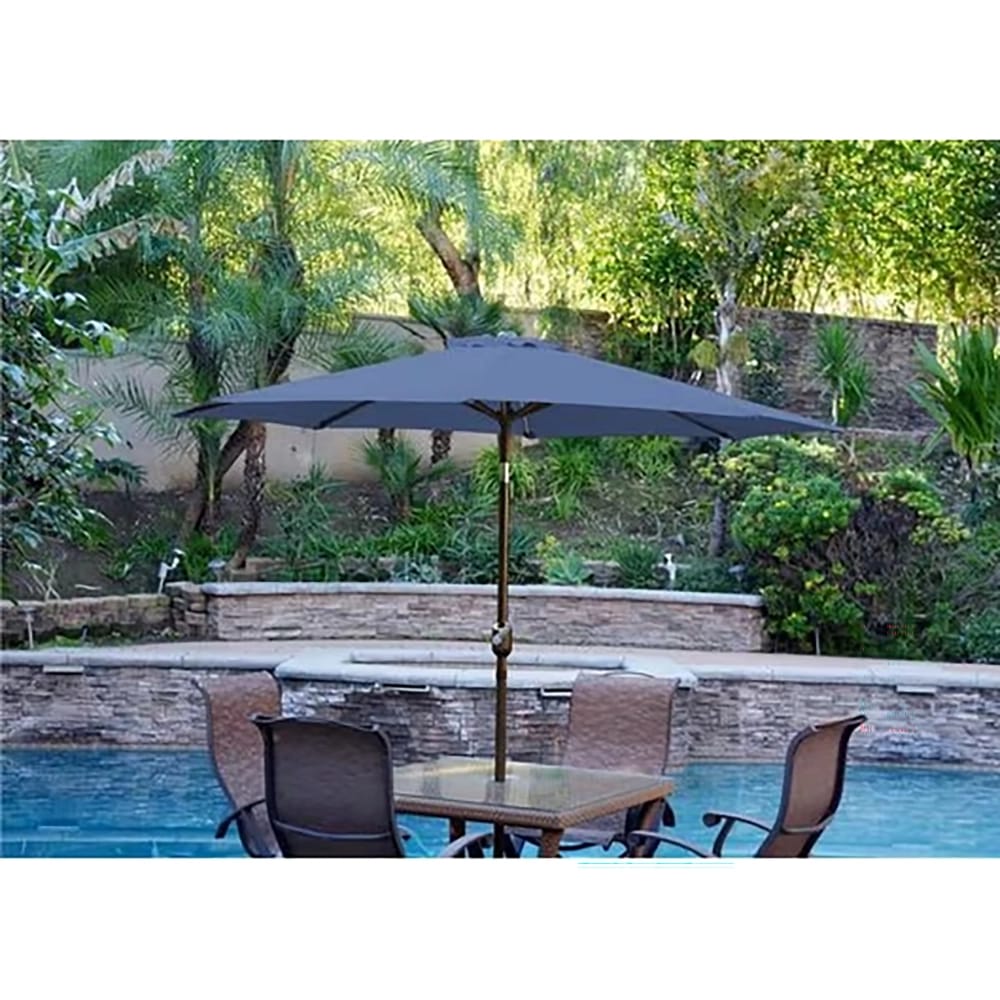 Jeco 9' Aluminum Patio Umbrella with Tilt and Crank, Blue/Champagne