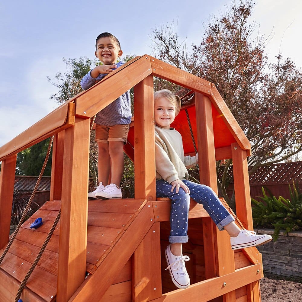 Little Tikes Real Wood Adventures Playhouse with Climbing Wall & Upper Deck