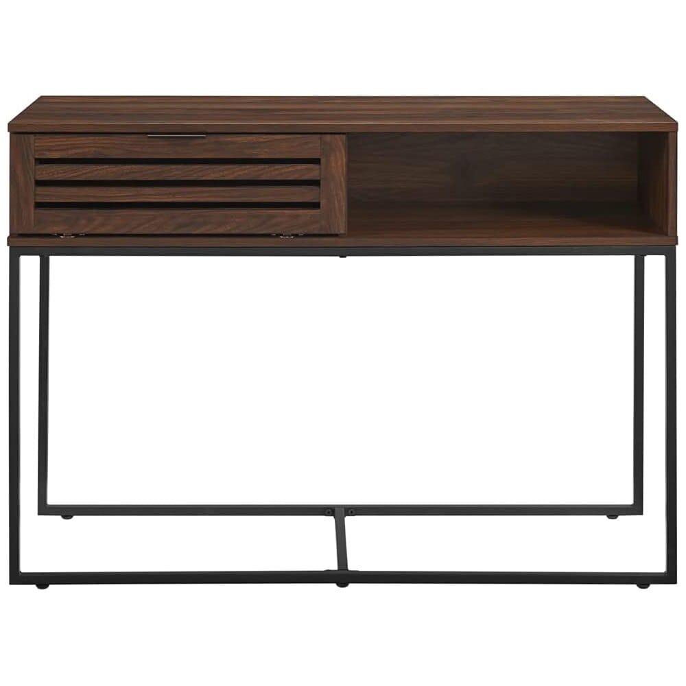 Walker Edison Modern Slatted Entryway Accent Table, Dark Walnut