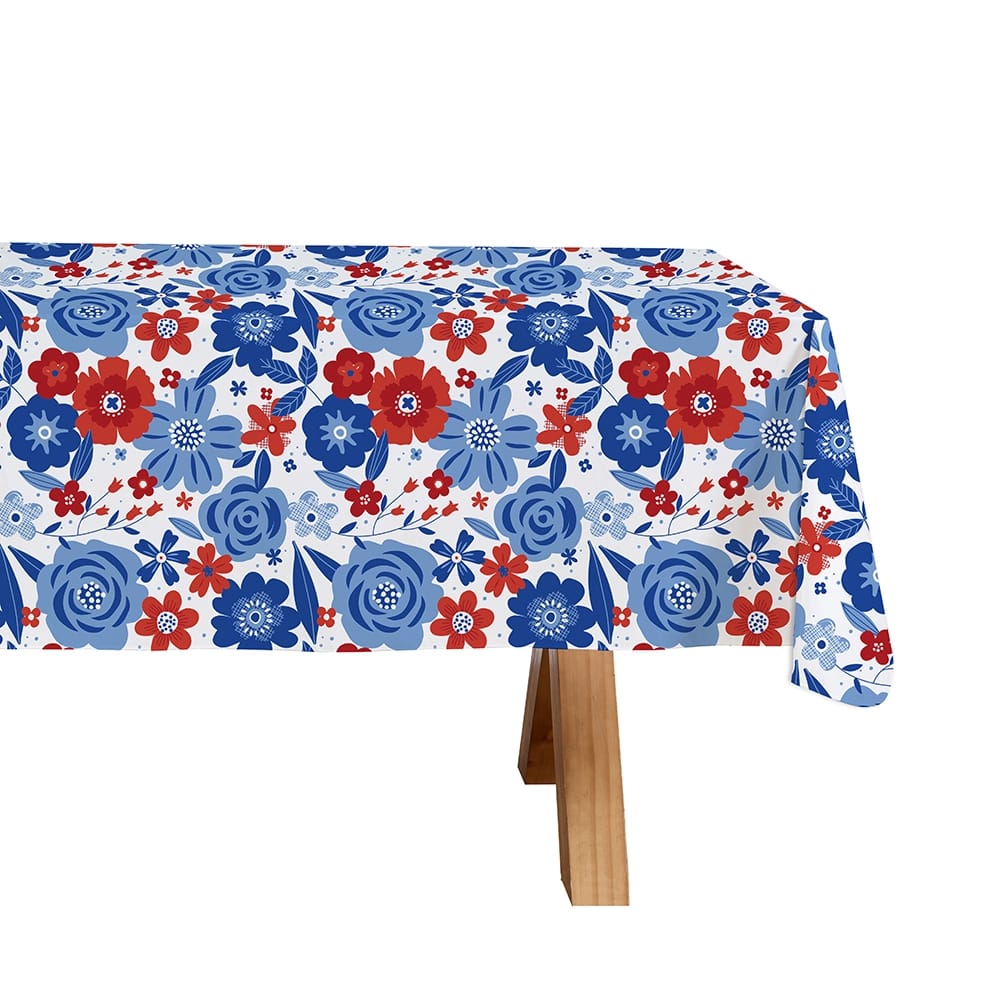 Patriotic Vinyl Tablecloth with Flannel Backing