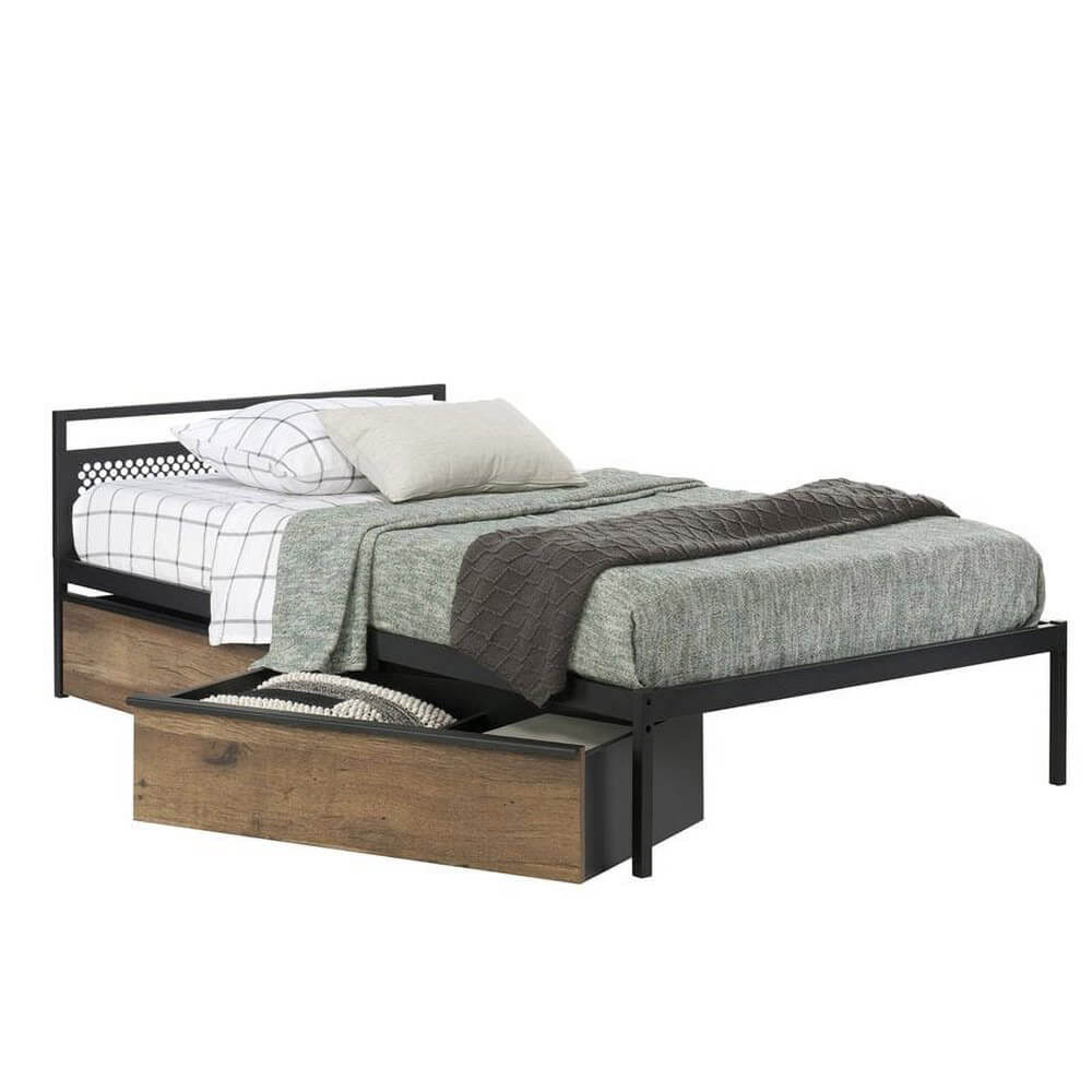 Sauder Boulevard Cafe Twin Mate's Bed with Drawers, Black/Vintage Oak