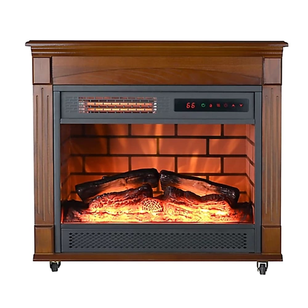 Red Stone Infrared Rolling Mantel Fireplace