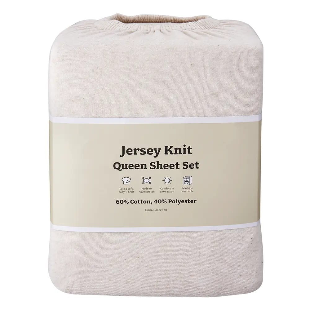 Jersey Knit Queen Sheet Set, 4 Piece