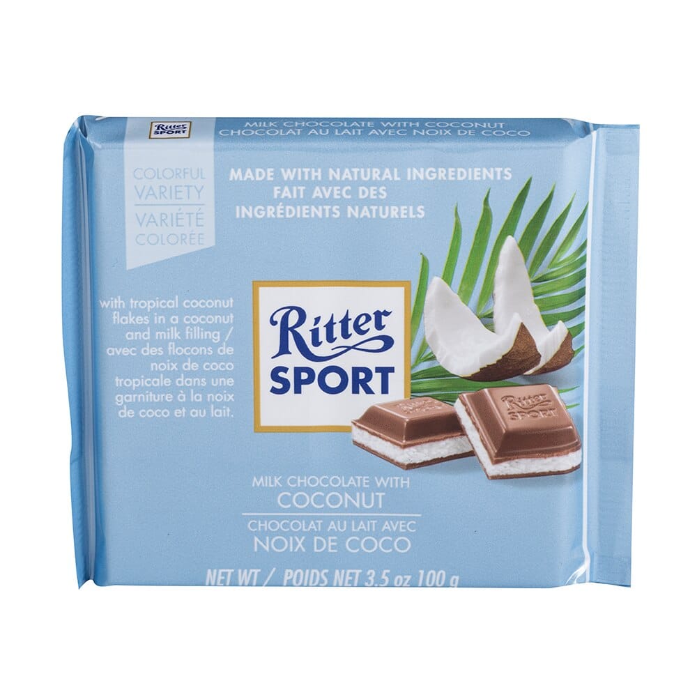 Ritter Sport Milk Chocolate With Coconut, 3.5 oz