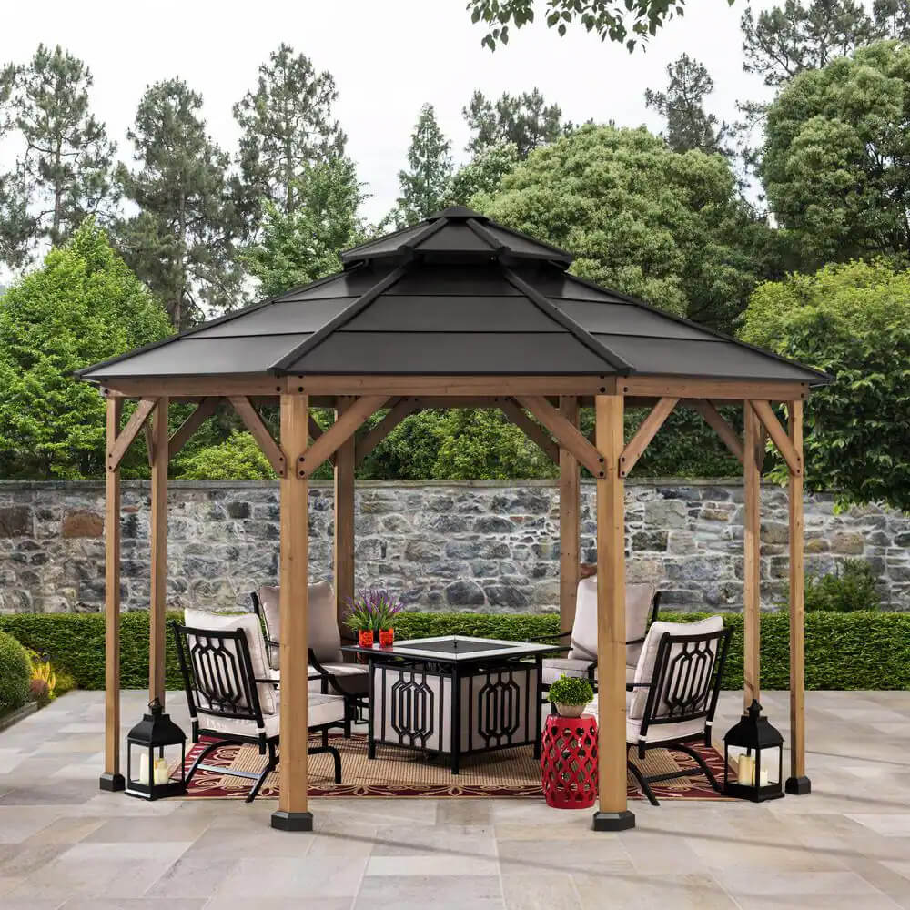 Lancaster 13' x 13' Octagon Cedar Hardtop Gazebo