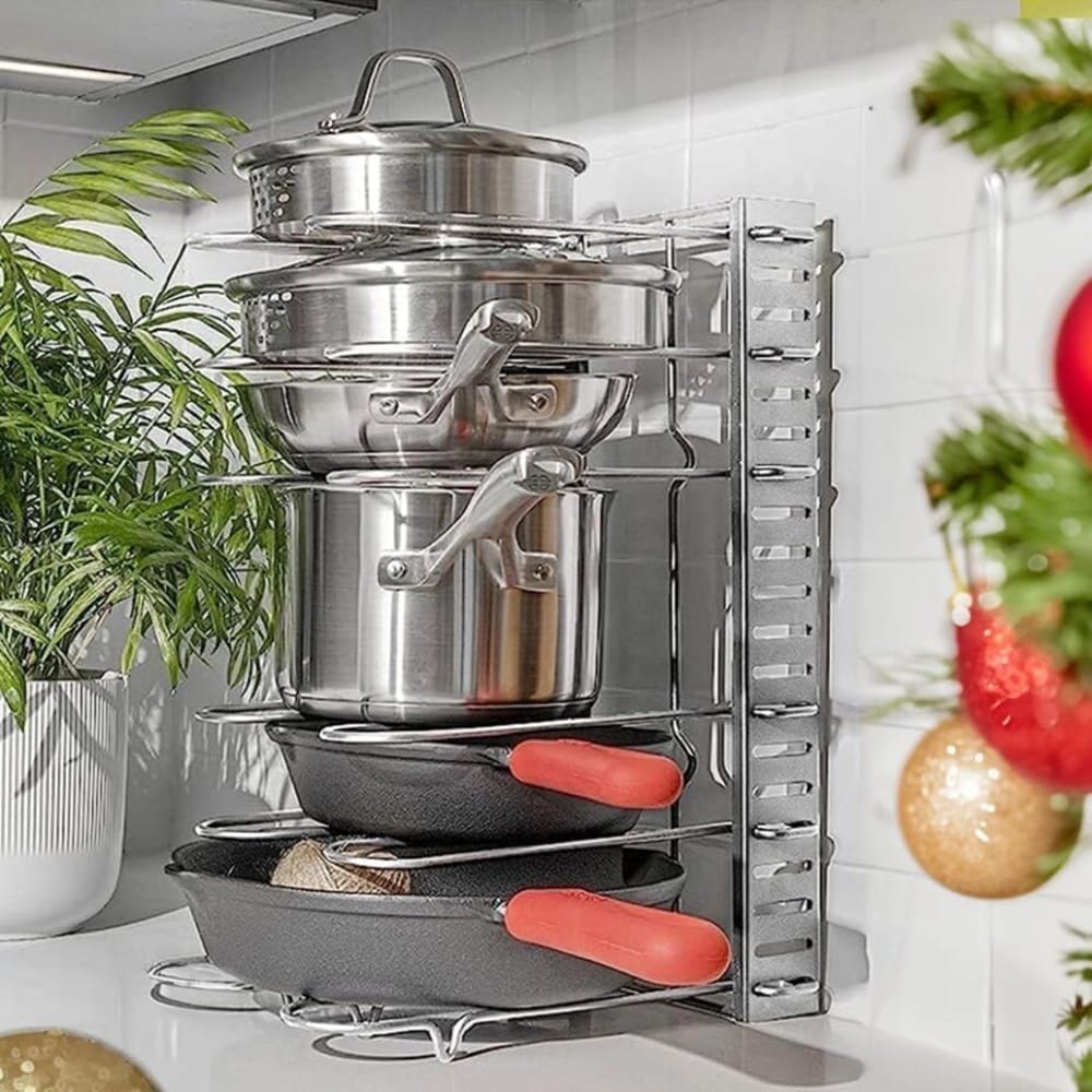 Pan Organizer Rack for Cabinet, Silver