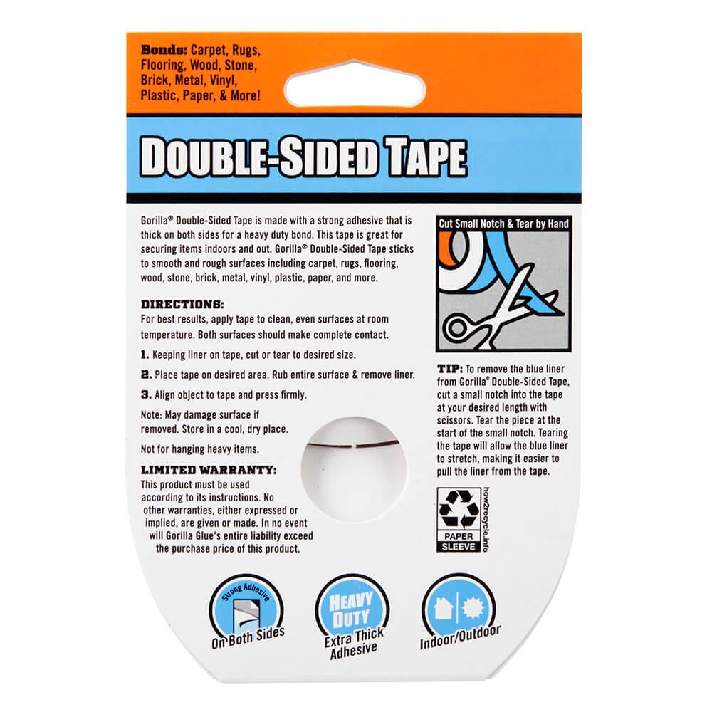 Gorilla Double-Sided Tape, 8 yds