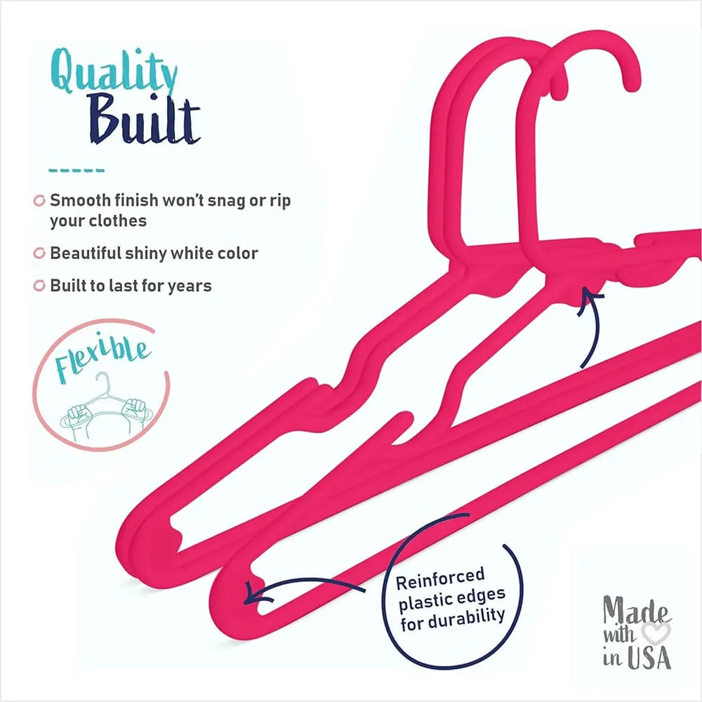 Hangorize Premium Children's Hangers, 60 Pack, Pink