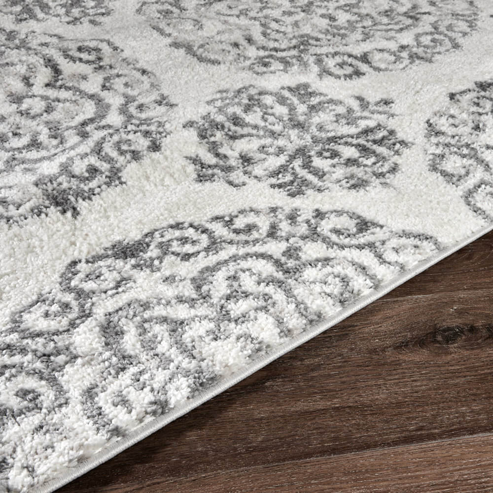 Cosmopolitan 9'2" x 12'5" Shag Area Rug, Gray/Ivory Medallion