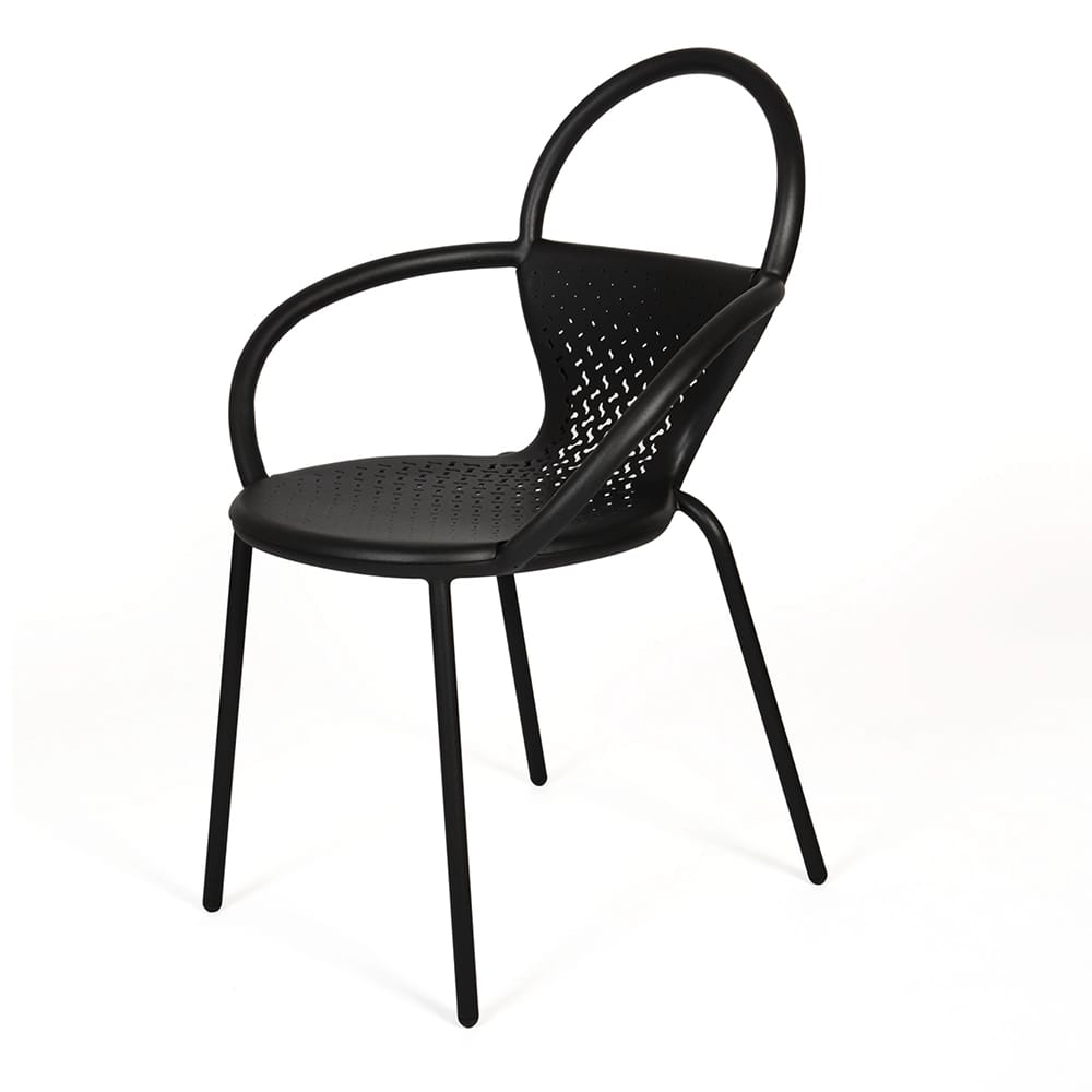 Maiori Aluminum Kose Stackable Patio Dining Arm Chair, Charbon, 4 Pack
