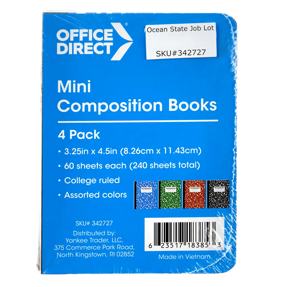 Office Direct Mini Composition Books, 4 pk, 60 Sheets, 3.25" x 4.5"