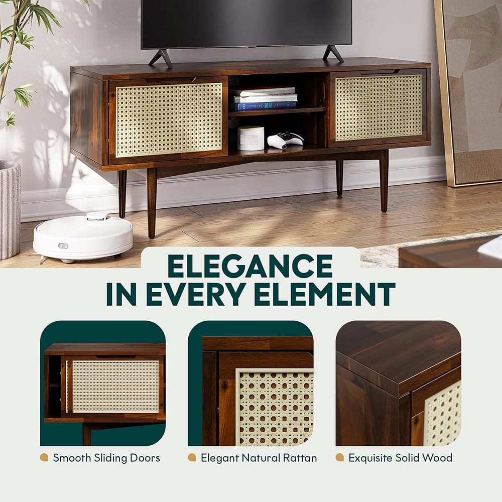 Bme Solid Wood Oliver TV Stand, Walnut