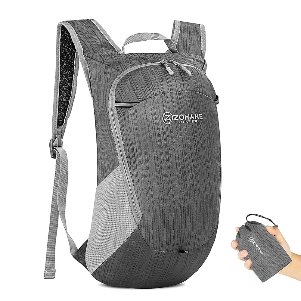 ZOMAKE Ultra Lightweight Packable Backpack, 18L, Medium Gray
