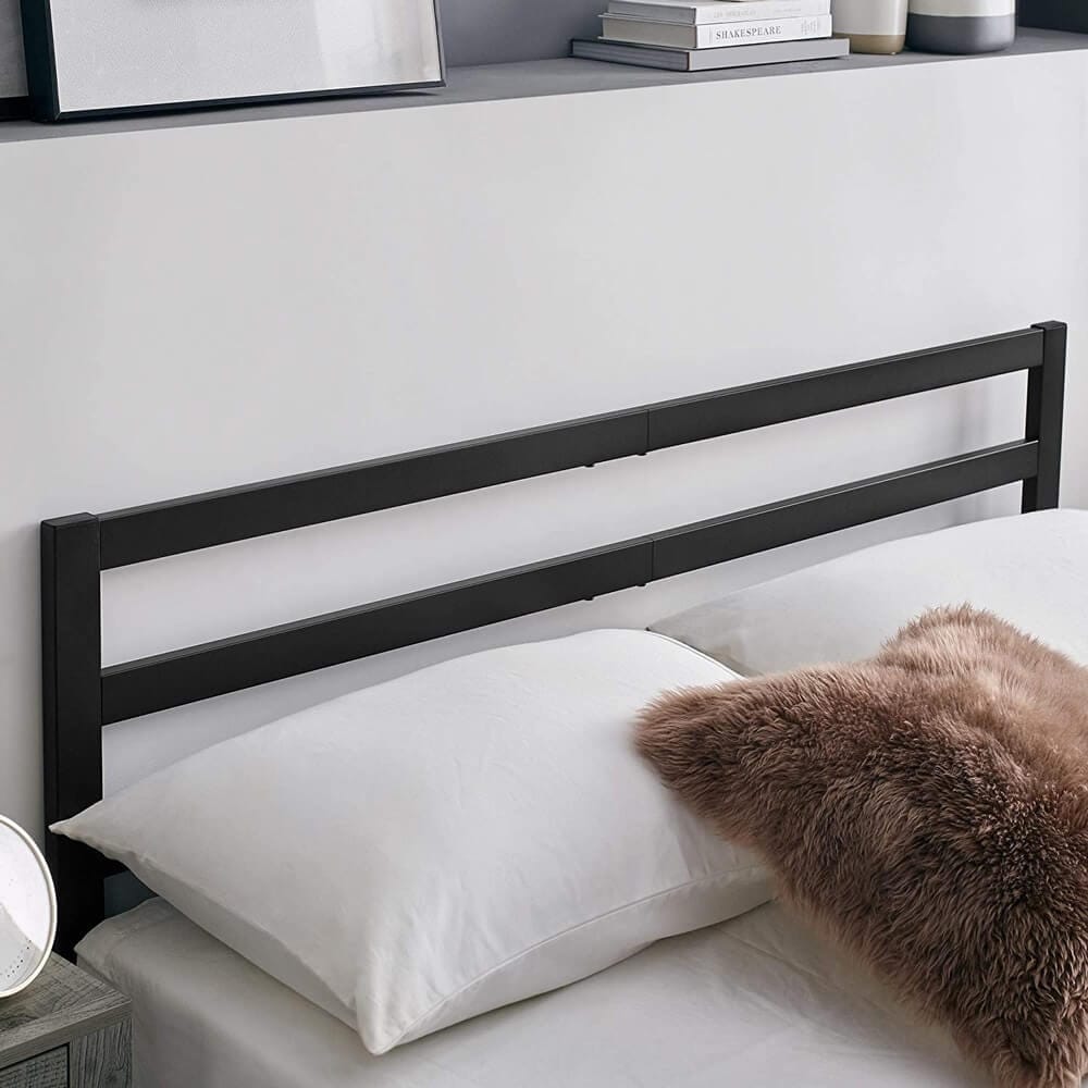 Classic Brands Grande Metal Full Bed Frame with Headboard, Black