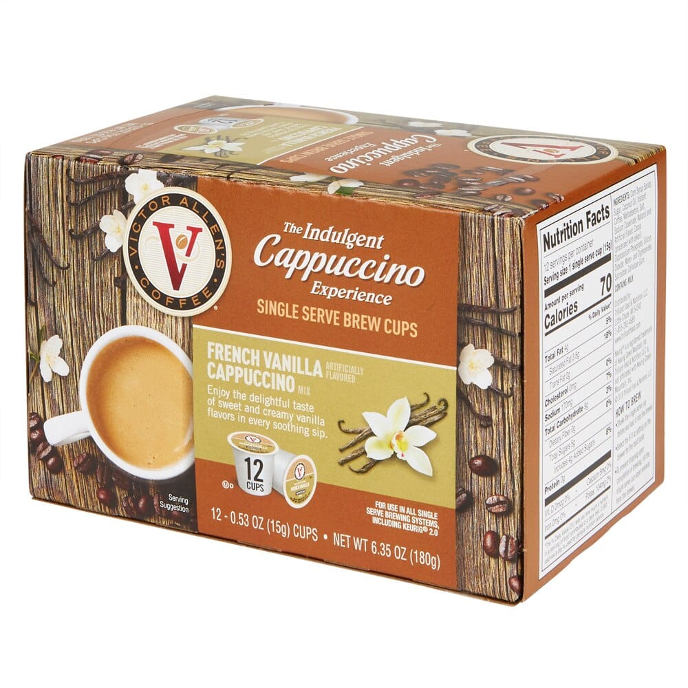Victor Allen's Indulgent Cappuccino Experience French Vanilla Brew Cups, 12 Count