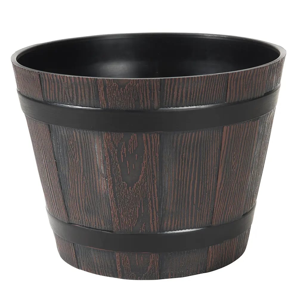 Whiskey Barrel Resin Planter, 9"