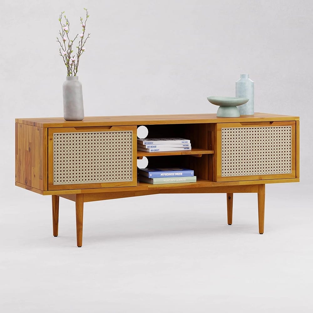 Bme Solid Wood Oliver TV Stand, Caramel