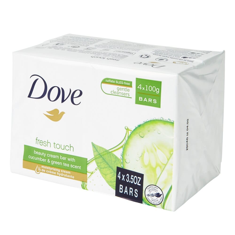 Dove Fresh Touch Beauty Cream Bars with Cucumber and Green Tea Scent, 4-Count