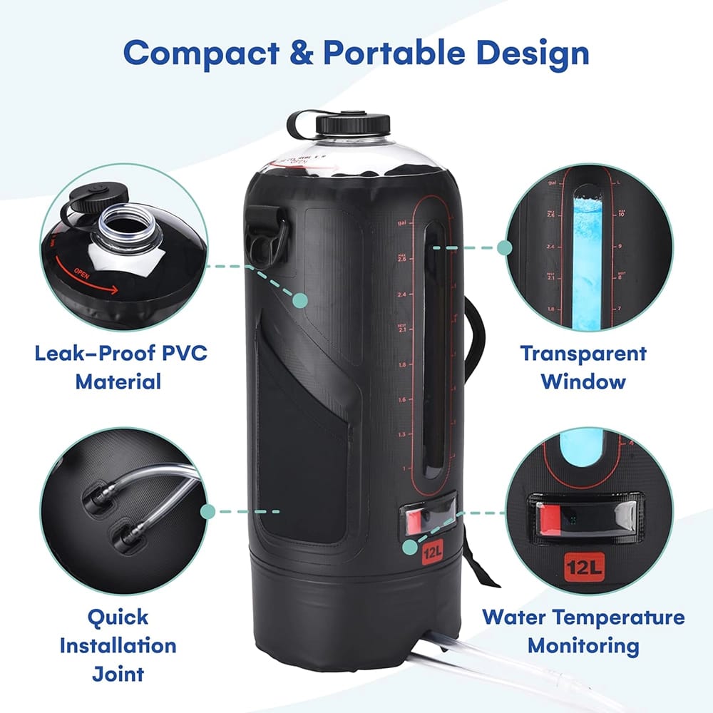 HappyPo Portable Camping Shower, Black
