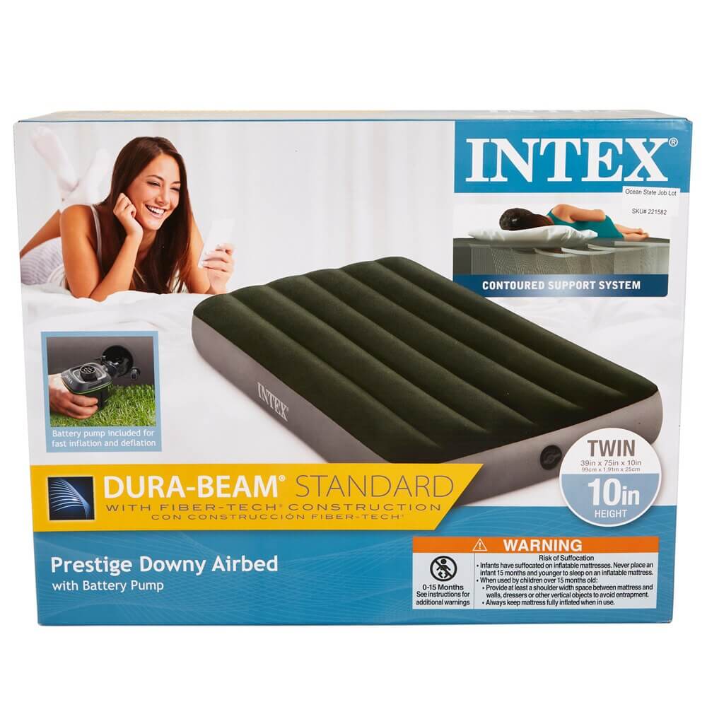 Intex Twin Dura-Beam Prestige Downy Air Mattress with Air Pump