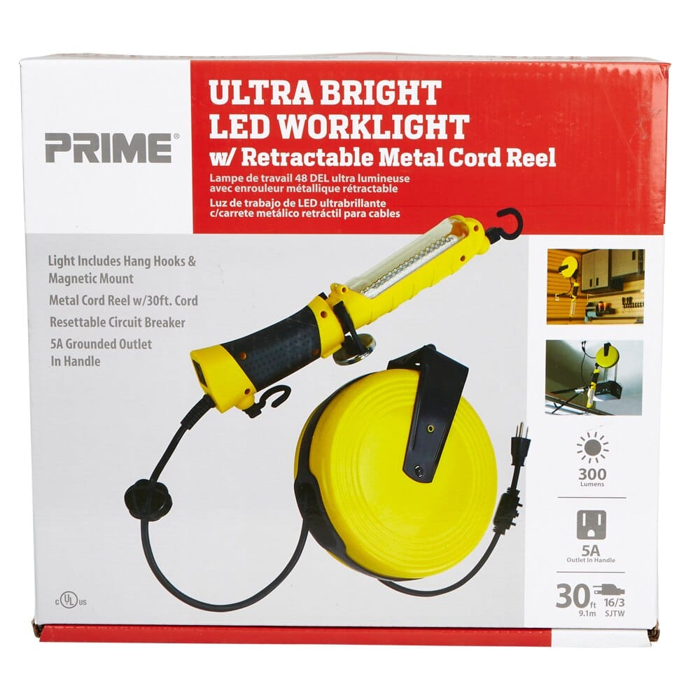 Prime Wire Cable Ultra Bright LED Worklight with Retractable