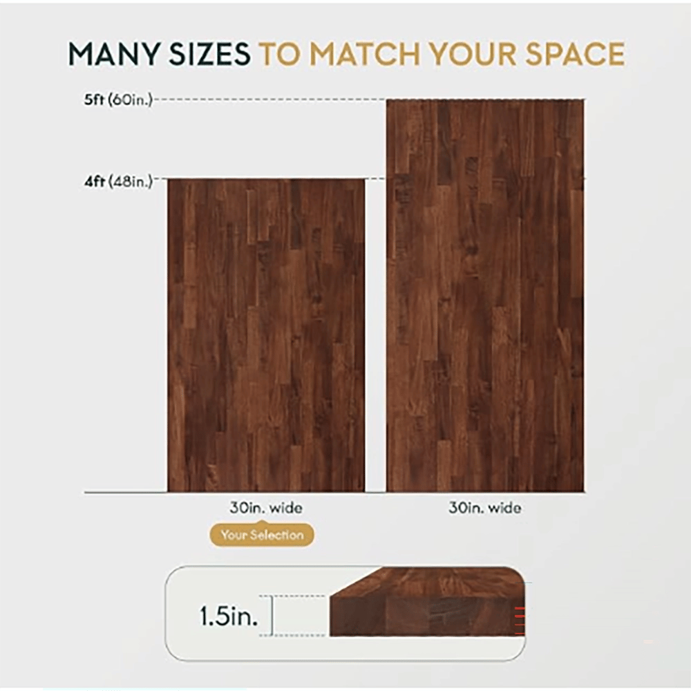 Bme Hevea Solid Wood Butcher Block Table Top, Walnut, 4'