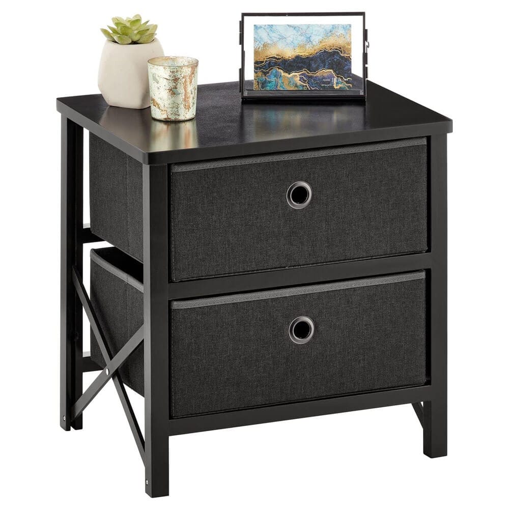 mDesign 2-Drawer Foldable Dresser, Black