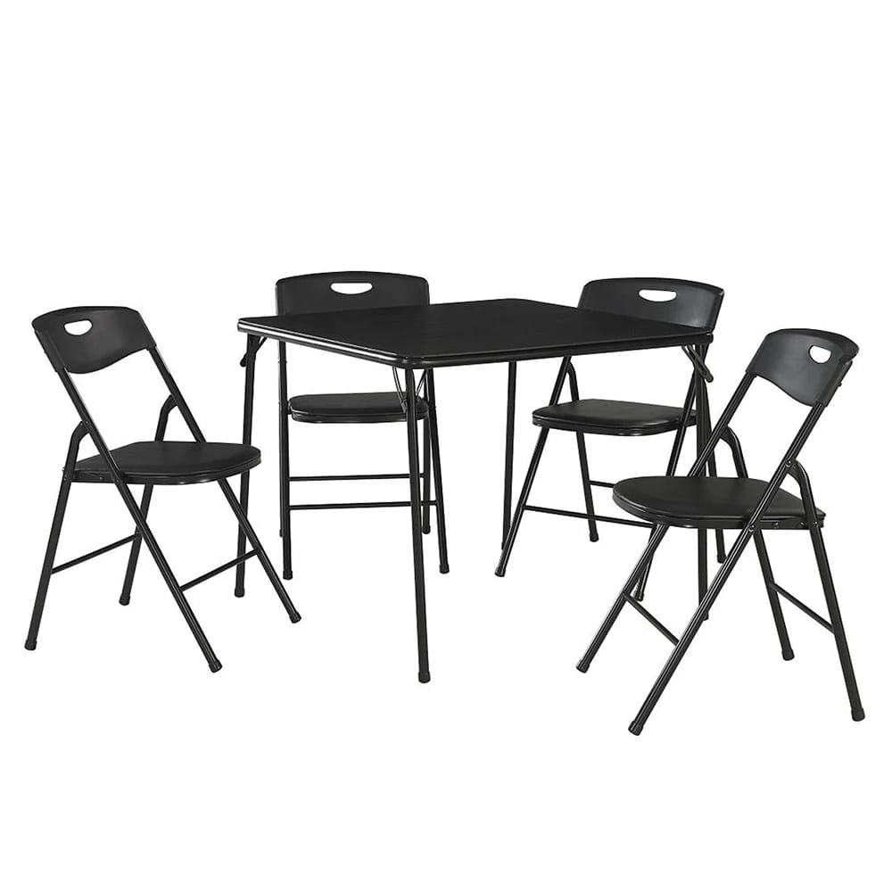 Cosco 5-Piece Folding Table and Chair Set, Black