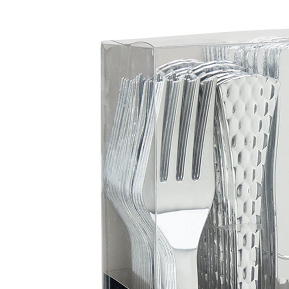 Smith & Callahan Brilliant Silver Premium Plastic Cutlery Set, 96 Piece