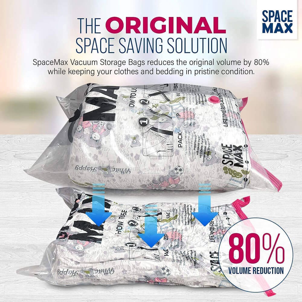 SPACE MAX Premium Space Saver Vacuum Storage Bags, Jumbo Size, 6-Pack