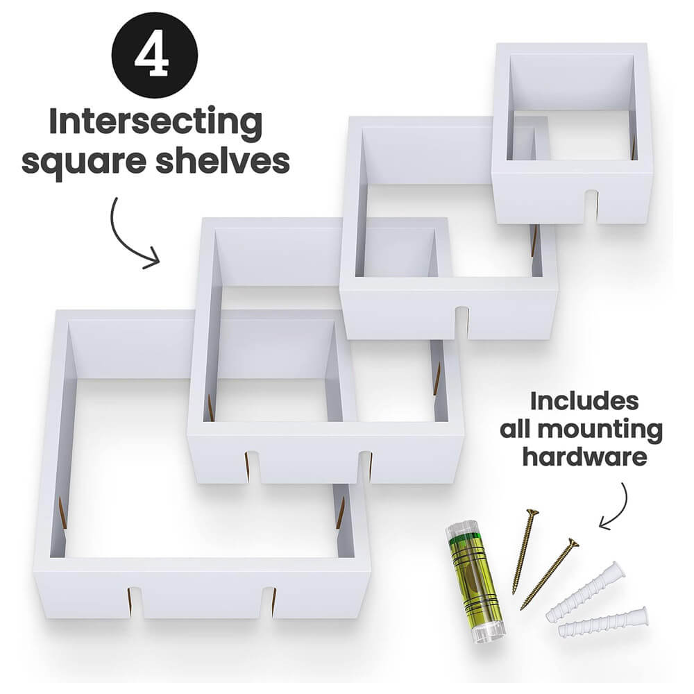 Greenco Intersecting Cube Shelves, Set of 4, Natural
