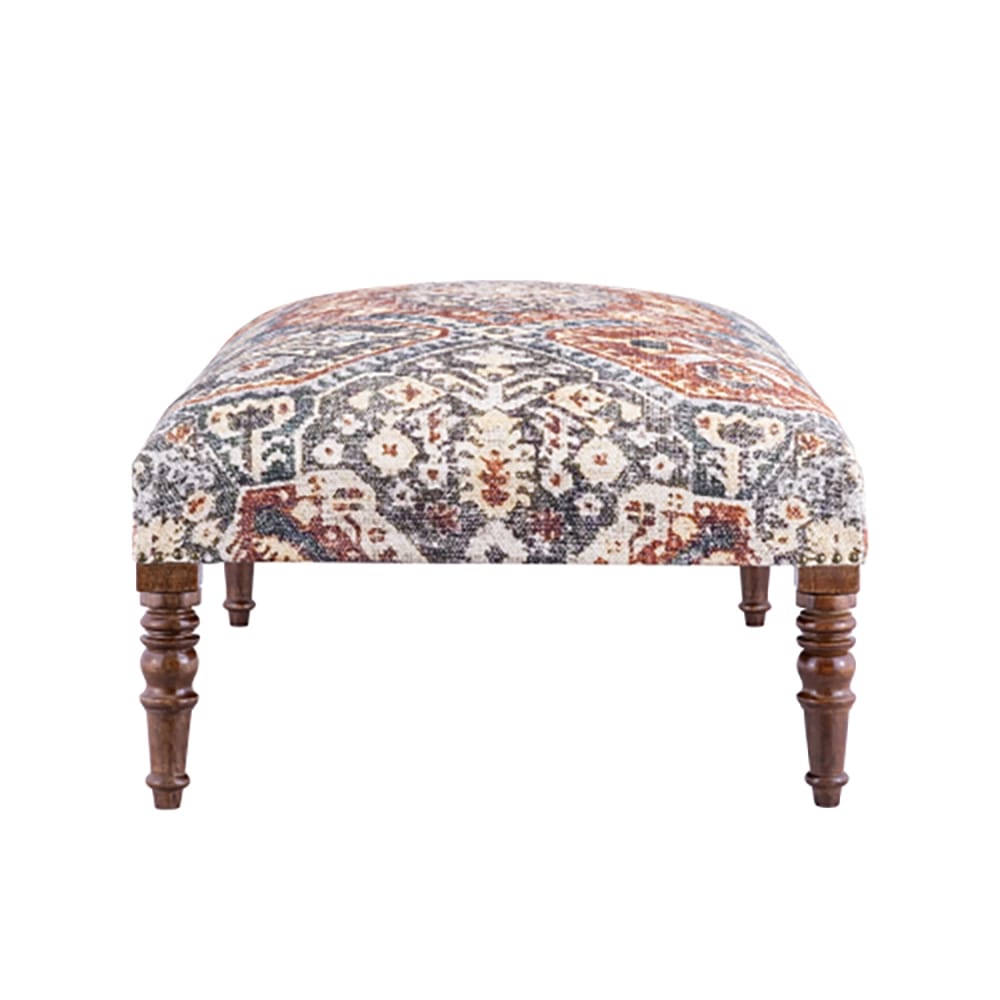 Albany Living Patterned Upholstered Bench, Ivory/Rust