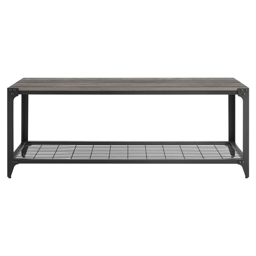 Walker Edison Industrial Modern Farmhouse Entryway Bench, Gray Wash